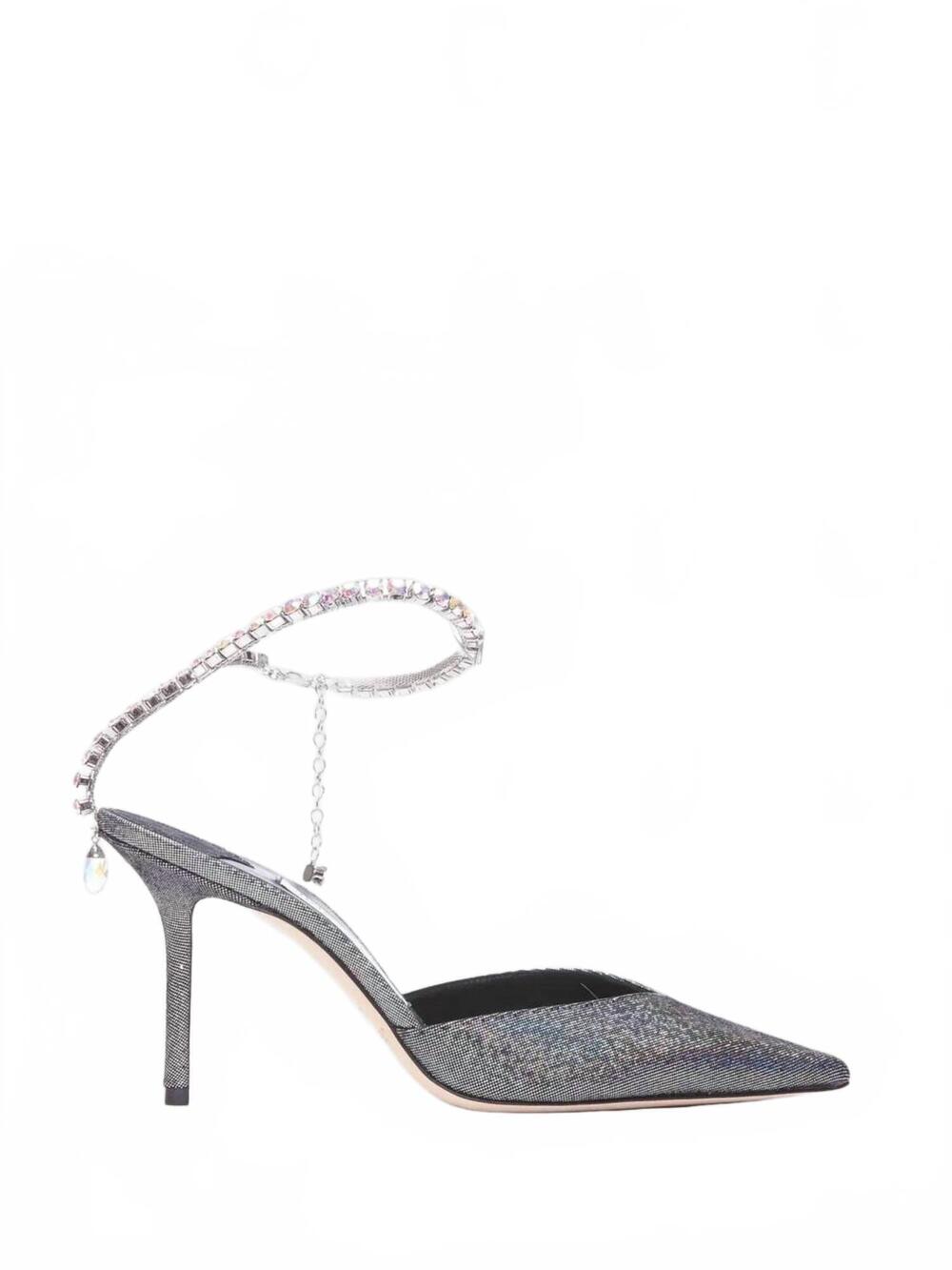 NEW JIMMY CHOO women's saeda metallic disco suede pumps with crystal embellishme